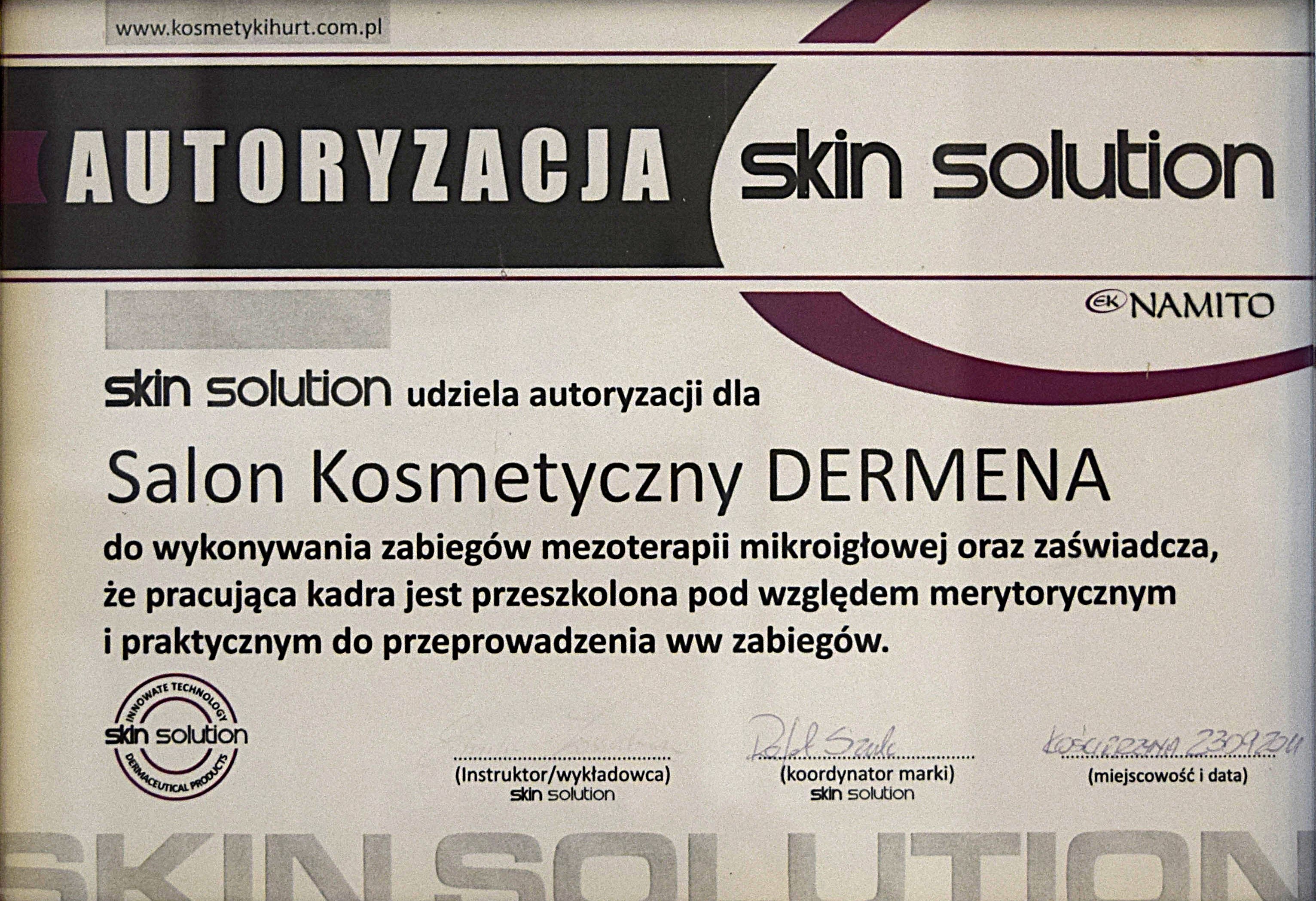 Autoryzacja Skin Solution Namito - mezoterapia mikroigłowa